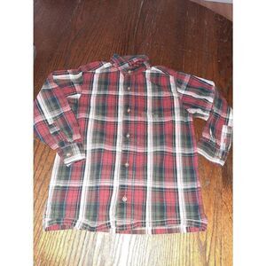 Boys Small 5/6 Place Long Sleeve Button Front Cotton Shirt Red Blue Black Grey